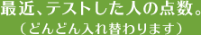 最近、テストした人の点数。（どんどん入れ替わります）