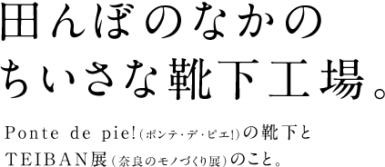 田んぼのなかのちいさな靴下工場。Ponte de pie!（ポンテ・デ・ピエ！）の靴下とTEIBAN展（奈良のモノづくり展）のこと。