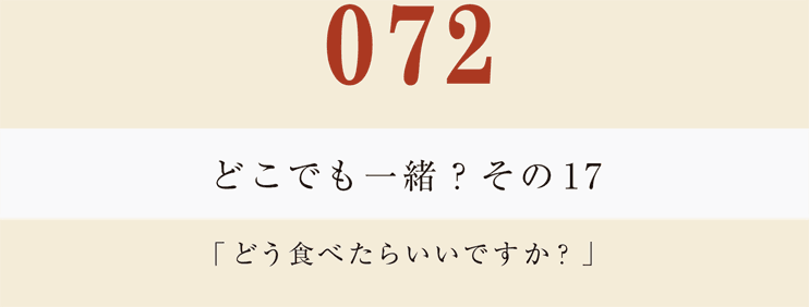 072　どこでも一緒？　その１７
「どう食べたらいいですか？」