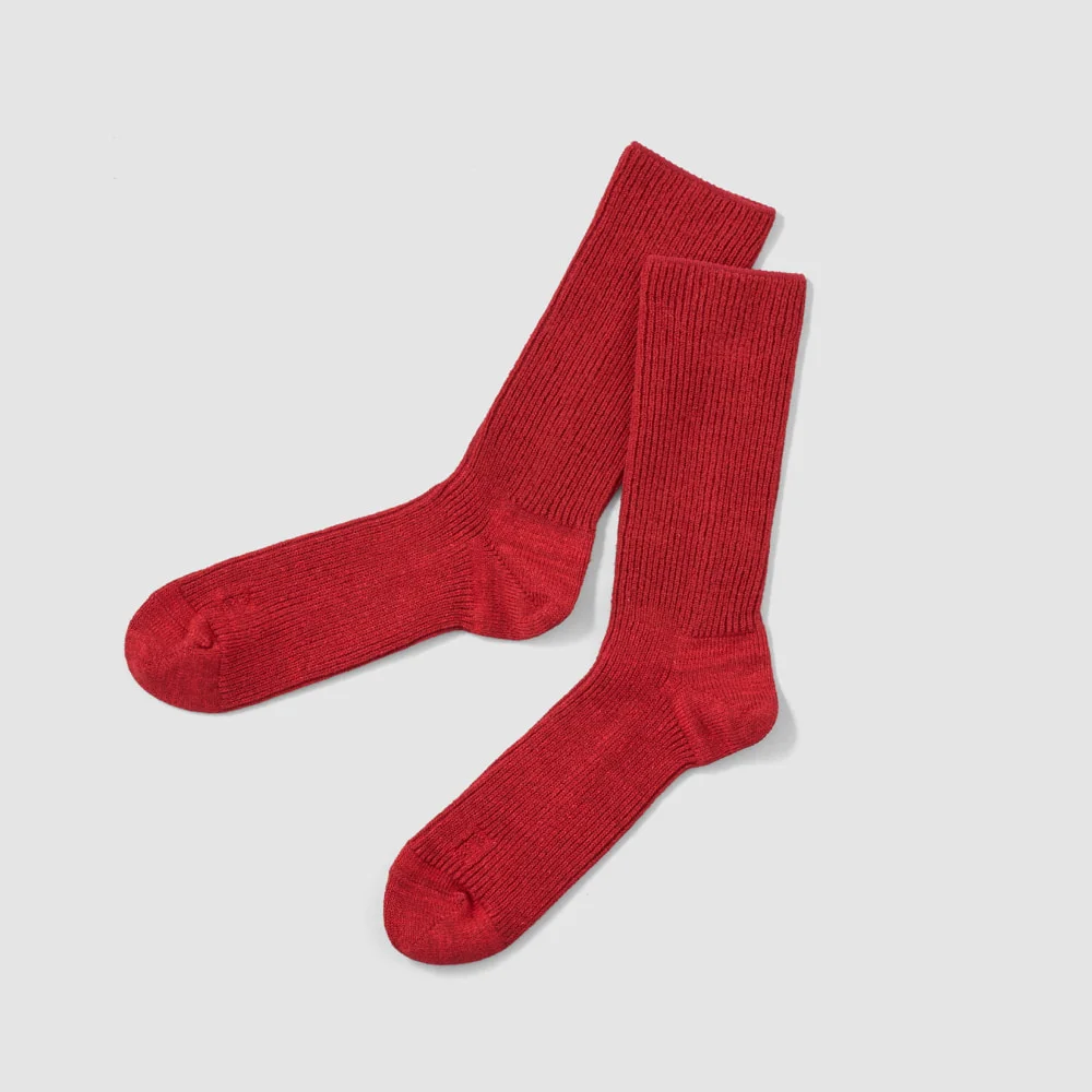 〈O2〉×mioasse ウールクルーソックス レッド