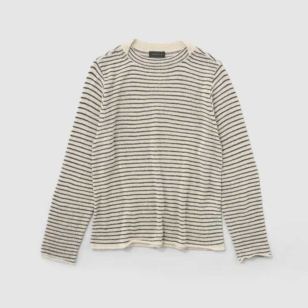 tsuki.s  ウェーブマリンセーター ストーンホワイト×ダークネイビー