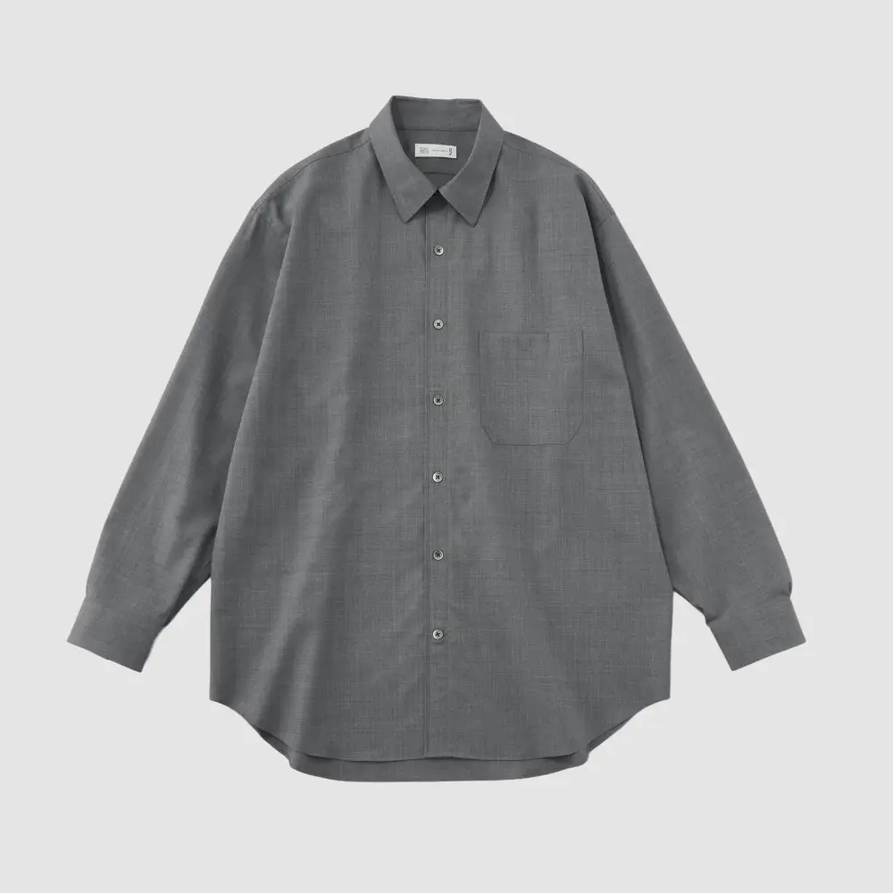 Nikki ESSENTIAL PIECES × HITOYOSHI ×〈O2〉テーラードメリノシャツ メランジグレー