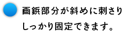 画鋲部分が斜めに刺さり しっかり固定できます。