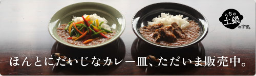 ほんとにだいじなカレー皿、ただいま販売中。うちの土鍋の宇宙。