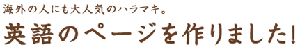 海外の人にも大人気のハラマキ。 英語のページを作りました!