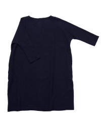 ボタンつきガーゼワンピース（紺）