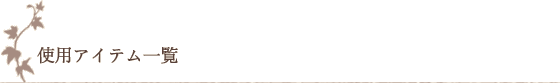 使用アイテム一覧 使用アイテム一覧