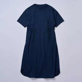 夏サラ ウエストギャザーワンピース ミッドナイト