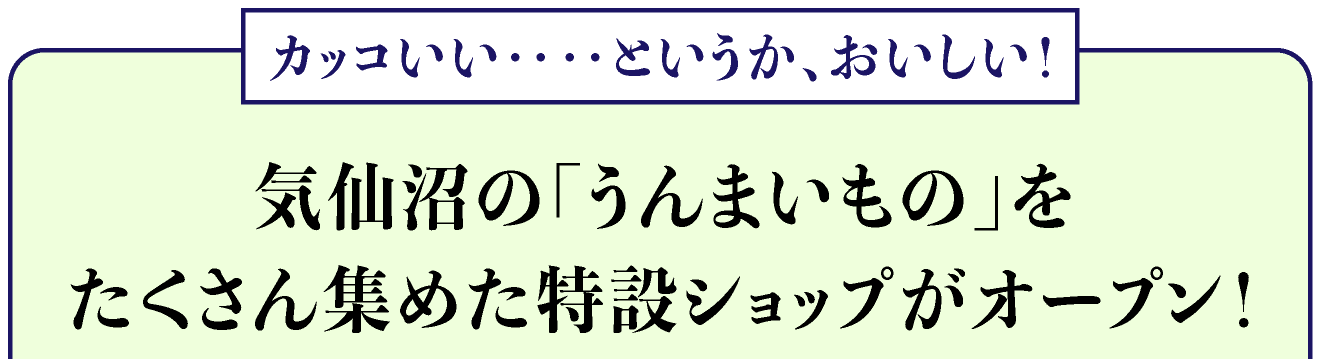 カッコいい‥‥というか、おいしい！
気仙沼の「うんまいもの」を
たくさん集めた特設ショップがオープン！